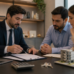 Especialista em direito imobiliário explica documentos a um casal em escritório, ilustrando o novo art. 35 do CTN após a LC 227/2026 e a revisão do fato gerador do ITBI.