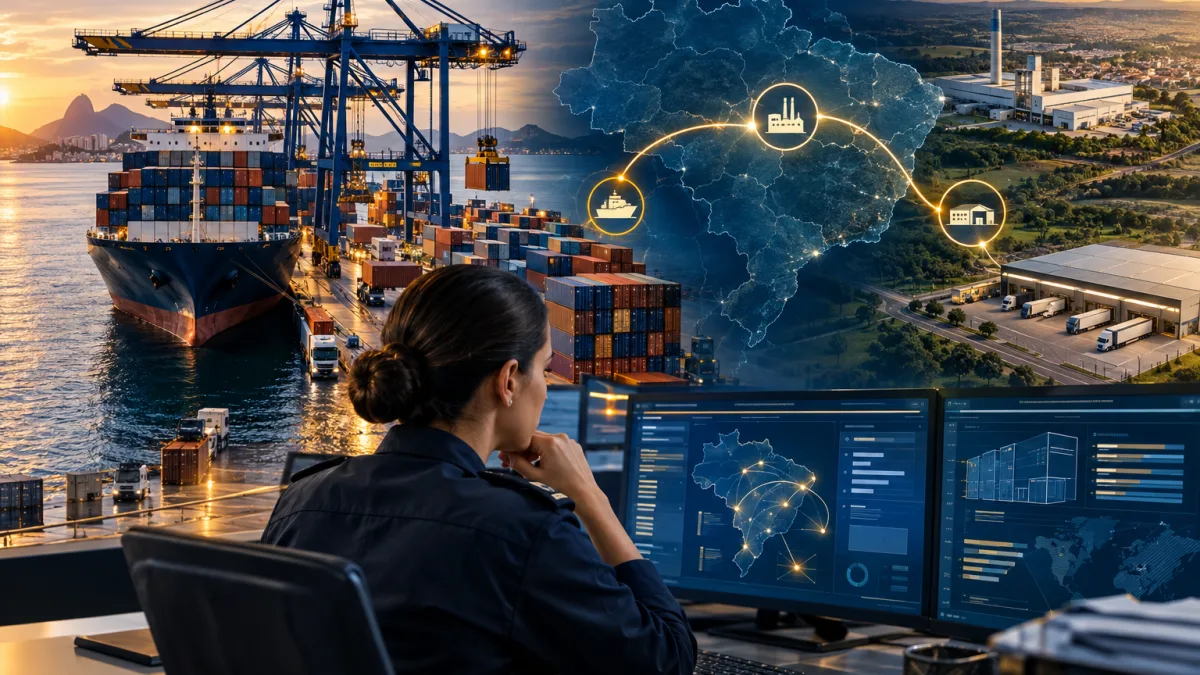 Contêineres importados seguem do porto para destino no Brasil enquanto Duimp passa a exigir UF e município do local da operação de consumo