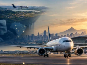 Reforma Tributária pode elevar a carga sobre voos domésticos, mas aviação regional terá redução de 40% no IBS e CBS Avião comercial em aeroporto brasileiro representa impacto do IBS e CBS sobre a tributação dos voos domésticos