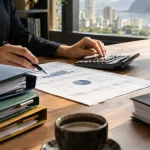 Documentos de planejamento tributário e projeções da alíquota da CBS para 2027, que pode superar 10%