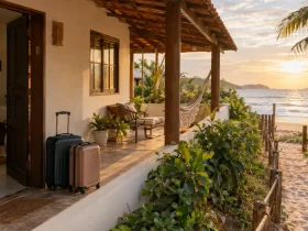 Quem aluga casa de praia por poucos dias pode entrar em uma regra tributária diferente da locação tradicional Casa de praia disponível para aluguel de curta temporada e regras de IBS e CBS para estadias de até 90 dias