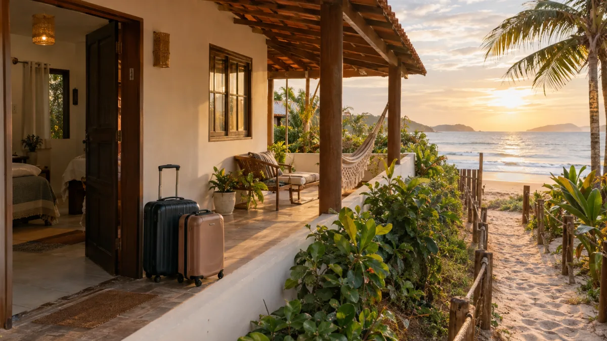 Quem aluga casa de praia por poucos dias pode entrar em uma regra tributária diferente da locação tradicional Casa de praia disponível para aluguel de curta temporada e regras de IBS e CBS para estadias de até 90 dias