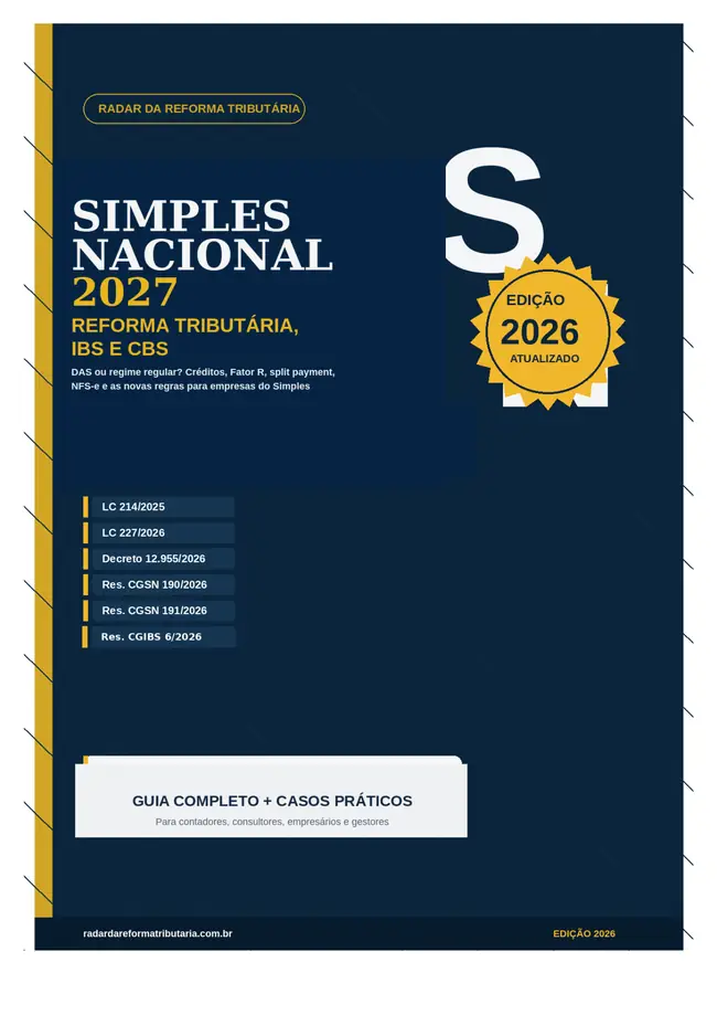 E-books Reforma Tributária Capa do e-book Simples Nacional 2027 — Reforma Tributária, IBS e CBS