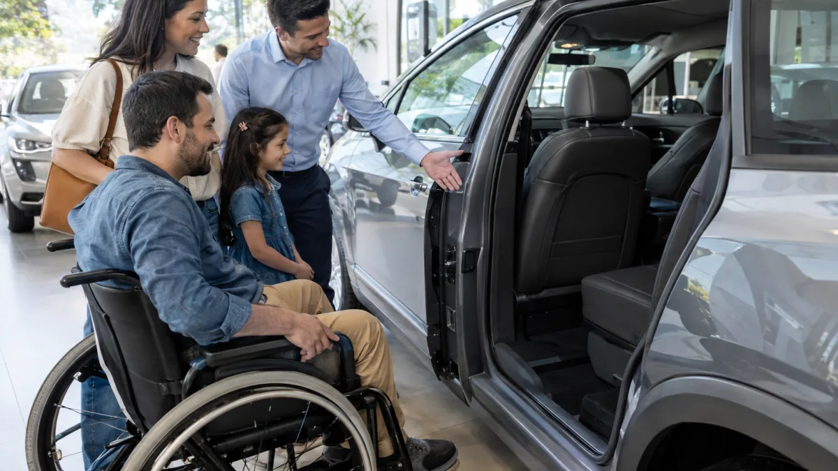 Automóvel novo em concessionária ilustra regras de IBS e CBS para compra por pessoa com deficiência ou transtorno do espectro autista