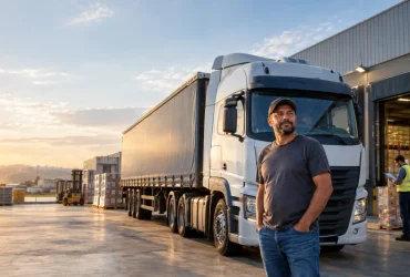 Transportador autônomo com caminhão de carga em operação logística relacionada aos créditos presumidos de IBS e CBS na Reforma Tributária