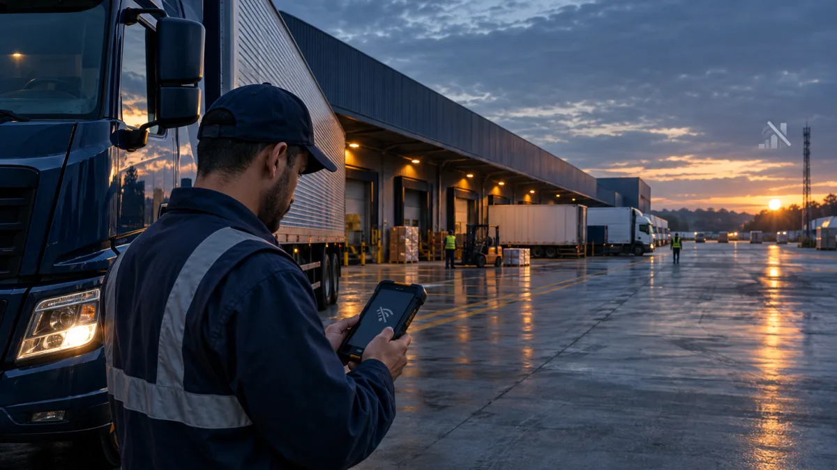 O CT-e deixará de aceitar EPEC e FS-DA e passará a permitir emissão offline em 2026? Caminhão de transporte de cargas em centro logístico ilustra mudança do CT-e para contingência offline em novembro de 2026