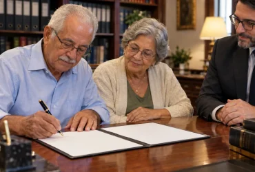 Família assina escritura de doação de imóvel em cartório de notas