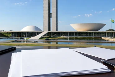 Congresso Nacional em Brasília ilustra previsão de envio de medida provisória sobre as alíquotas do Imposto Seletivo