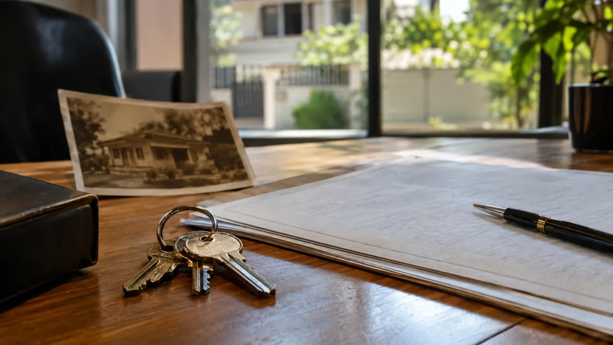 Herança e doação contam no prazo de cinco anos para IBS e CBS na venda de imóveis? Chaves e documentos imobiliários representando o prazo de cinco anos para venda de imóvel herdado ou doado na reforma tributária