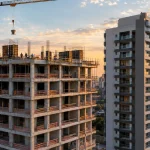Edifício residencial em construção ilustra a tributação de imóveis vendidos na planta pelo IBS e pela CBS