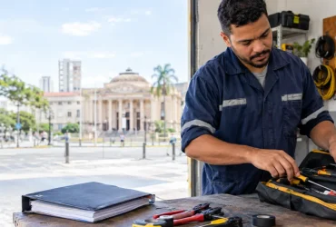 Microempreendedor individual com ferramentas de trabalho representando oportunidades em licitações exclusivas e contratações públicas previstas no PLP 186 de 2026