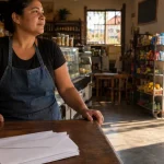 Microempreendedor em pequeno comércio brasileiro analisa dívidas enquanto governo propõe perdão tributário de R$ 12,6 bilhões