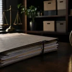 Relógio e documentos de execução fiscal ilustram mudanças da LC 236/2026 na prescrição tributária e no artigo 174 do CTN