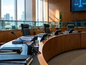 Processo Administrativo Tributário do IBS: como funciona e quais são as regras da LC 227/2026 Ambiente institucional representando defesa, julgamento e recursos no Processo Administrativo Tributário do IBS previsto na LC 227/2026