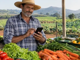Produtor rural brasileiro utiliza celular na venda direta de alimentos e nas regras de emissão da NFC-e por CPF
