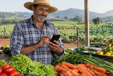 Produtor rural brasileiro utiliza celular na venda direta de alimentos e nas regras de emissão da NFC-e por CPF