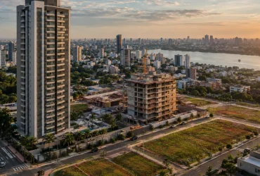 Redutor de ajuste de imóveis: como calcular e reduzir a base de cálculo do IBS e da CBS Empreendimento imobiliário ilustra cálculo do redutor de ajuste de imóveis e redução da base do IBS e da CBS