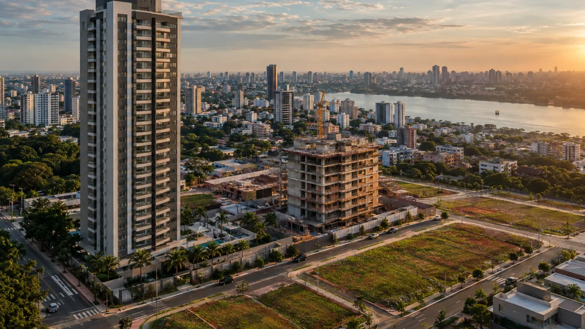 Redutor de ajuste de imóveis: como calcular e reduzir a base de cálculo do IBS e da CBS Empreendimento imobiliário ilustra cálculo do redutor de ajuste de imóveis e redução da base do IBS e da CBS