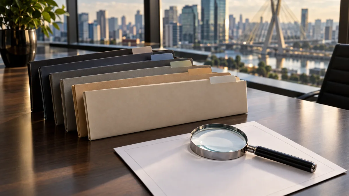 Situação cadastral do CNPJ: o que significam ativa, suspensa, inapta, baixada e nula e como regularizar Documentos empresariais representando as cinco situações cadastrais do CNPJ: ativa, suspensa, inapta, baixada e nula