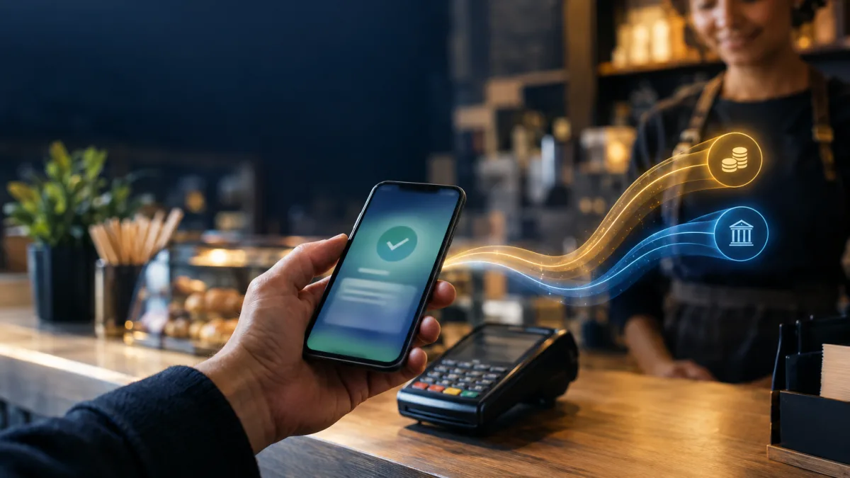Split Payment vai cobrar uma taxa de R$ 0,39 por pagamento no Pix? Celular utilizado para pagamento por Pix ilustra debate sobre split payment, remuneração de bancos e ausência de tarifa fixa de R$ 0,39