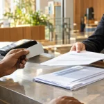 Atendimento bancário e documentos financeiros ilustram a tributação das tarifas de manutenção de contas pelo IBS e CBS