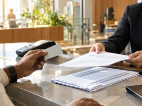 Tarifas de manutenção de contas bancárias terão tributação pelo regime geral do IBS e da CBS Atendimento bancário e documentos financeiros ilustram a tributação das tarifas de manutenção de contas pelo IBS e CBS