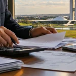 Documentos e calculadora ilustram divulgação do cálculo da CBS de 11,3% pelo TCU para 2027
