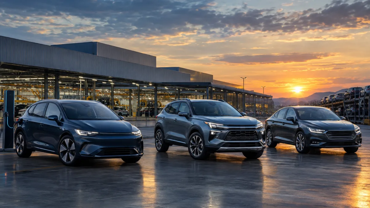 Carros elétrico, híbrido e a combustão representam as regras de IBS, CBS e Imposto Seletivo sobre veículos a partir da Reforma Tributária